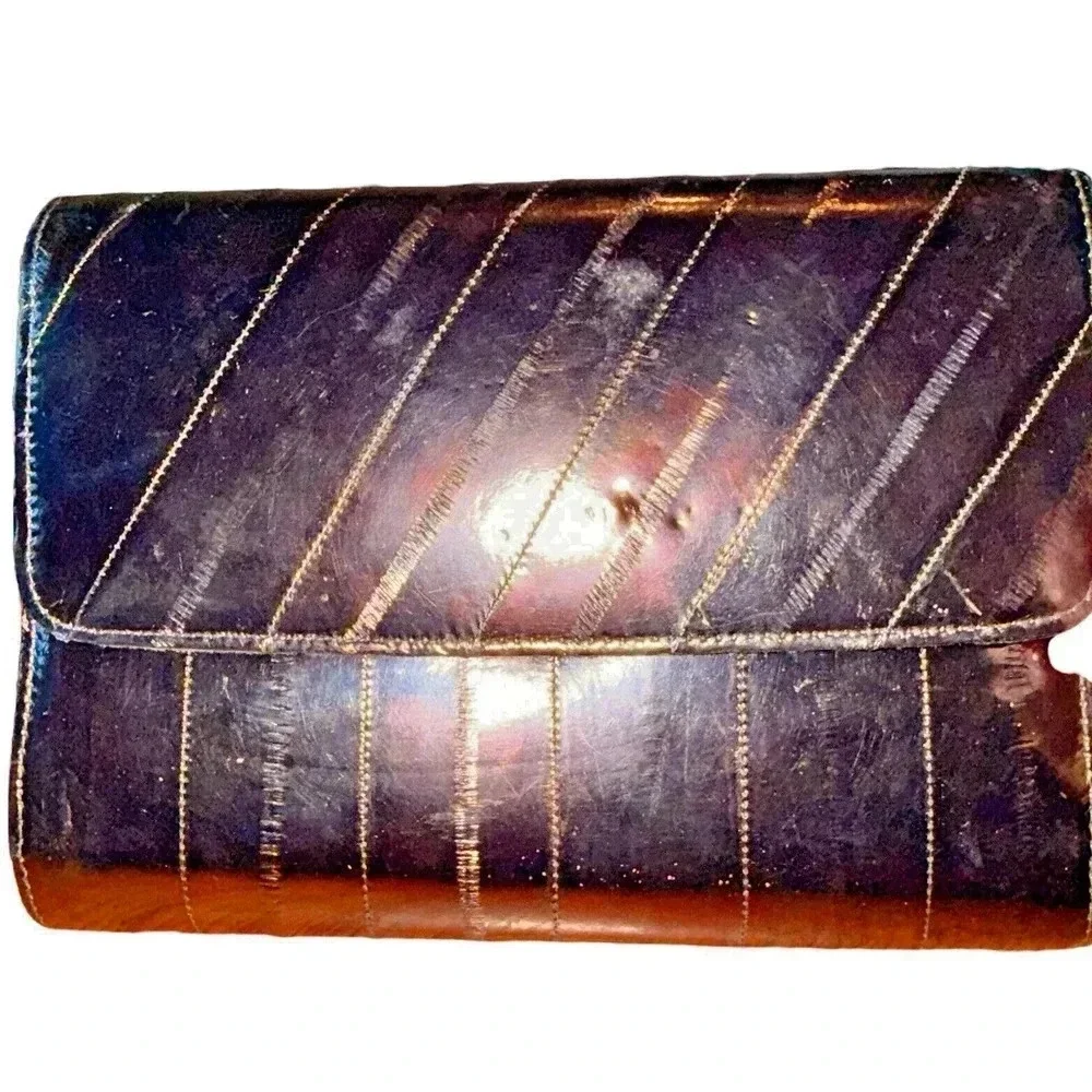 Vintage Eelskin Clutch Purse Handbag 80's Classic‎